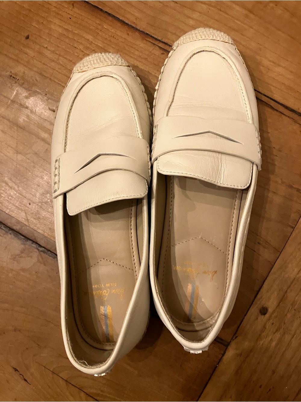 Sam Edelman New York Cream Leather Penny Loafers - Women's Slip-On Comfort